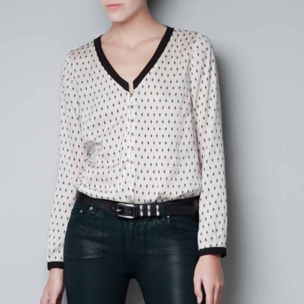 Zara dot ecru top